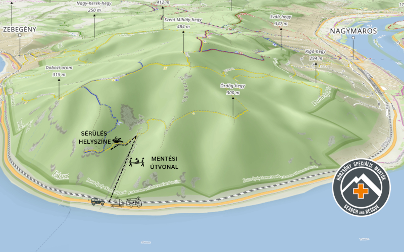 Újabb bokatörés a Remete-barlangnál (2024.10.19.) - 20241019remetemap